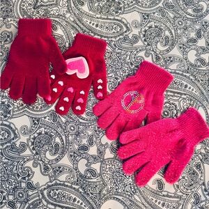 Charming Pink Heart and Peace Mittens for Kids